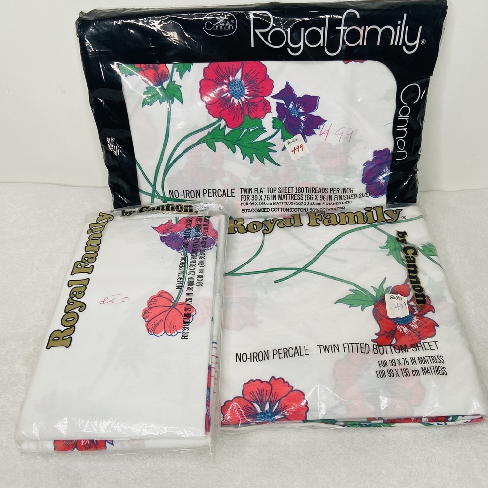 Cannon Royal Family Twin sheet set With Pillow Cases So Happy Floral Halle's Tag